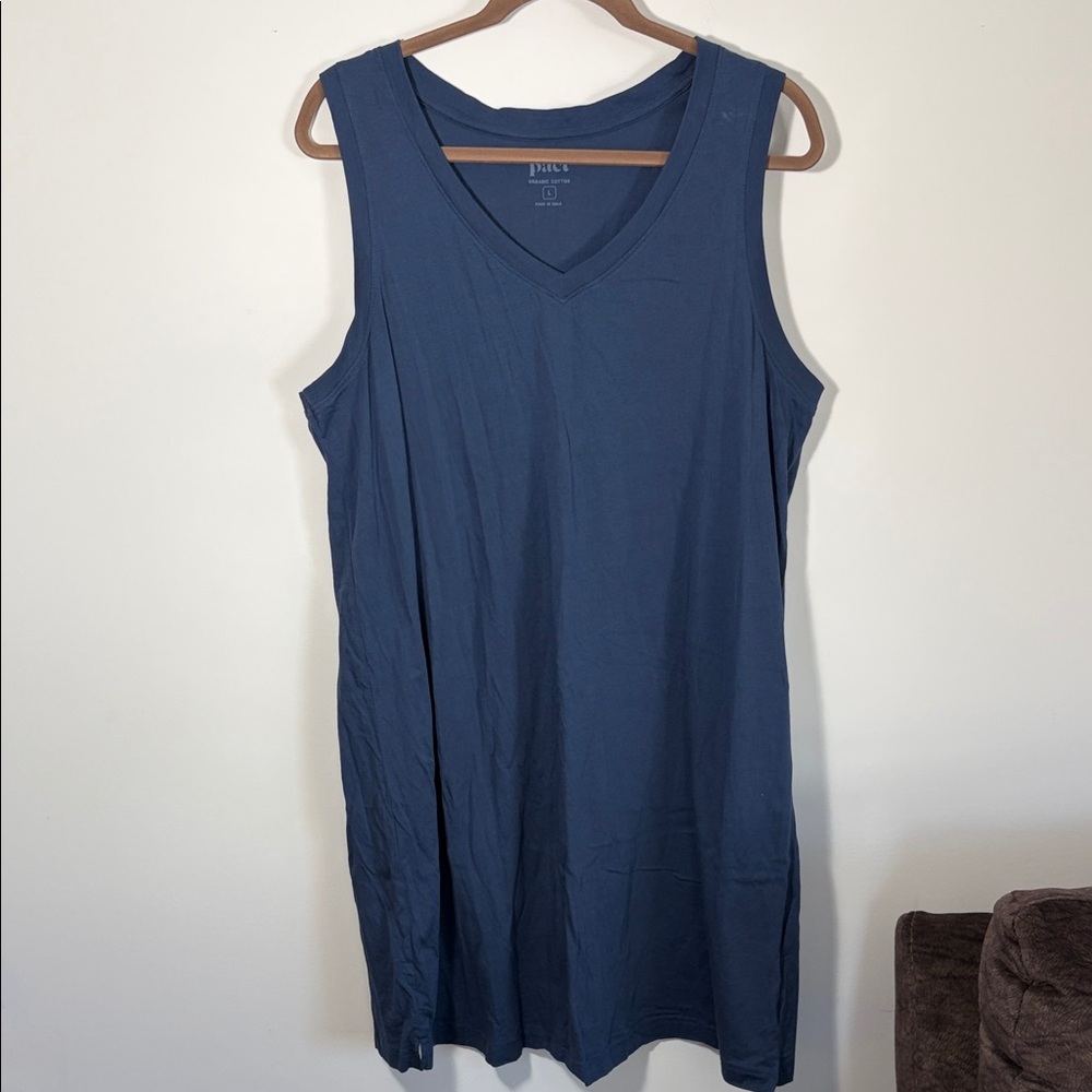 Pact Women's Softspun A-Line Tank Dress - Navy- Large - Picture 3 of 9
